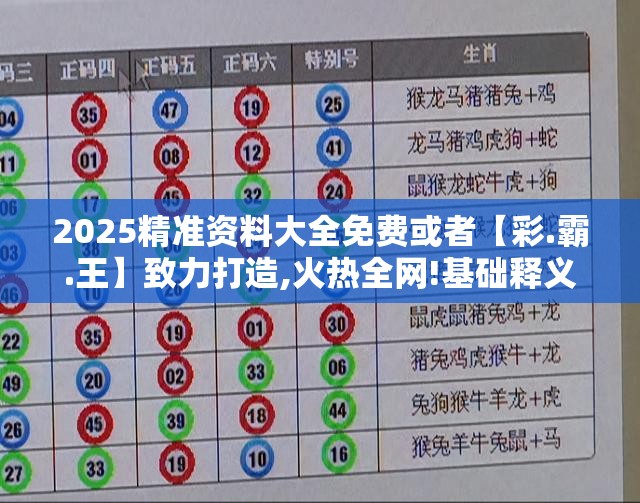 2025精准资料大全免费或者【彩.霸.王】致力打造,火热全网!基础释义、专家解析解释与落实?杜绝虚假诱导词