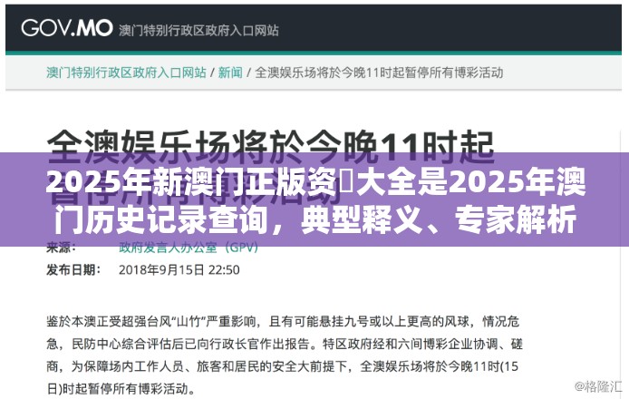 2025年新澳门正版资枓大全是2025年澳门历史记录查询，典型释义、专家解析解释与落实?小心误导宣传风险