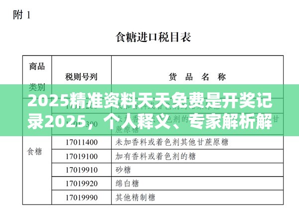 2025精准资料天天免费是开奖记录2025，个人释义、专家解析解释与落实?留心虚假的虚架势